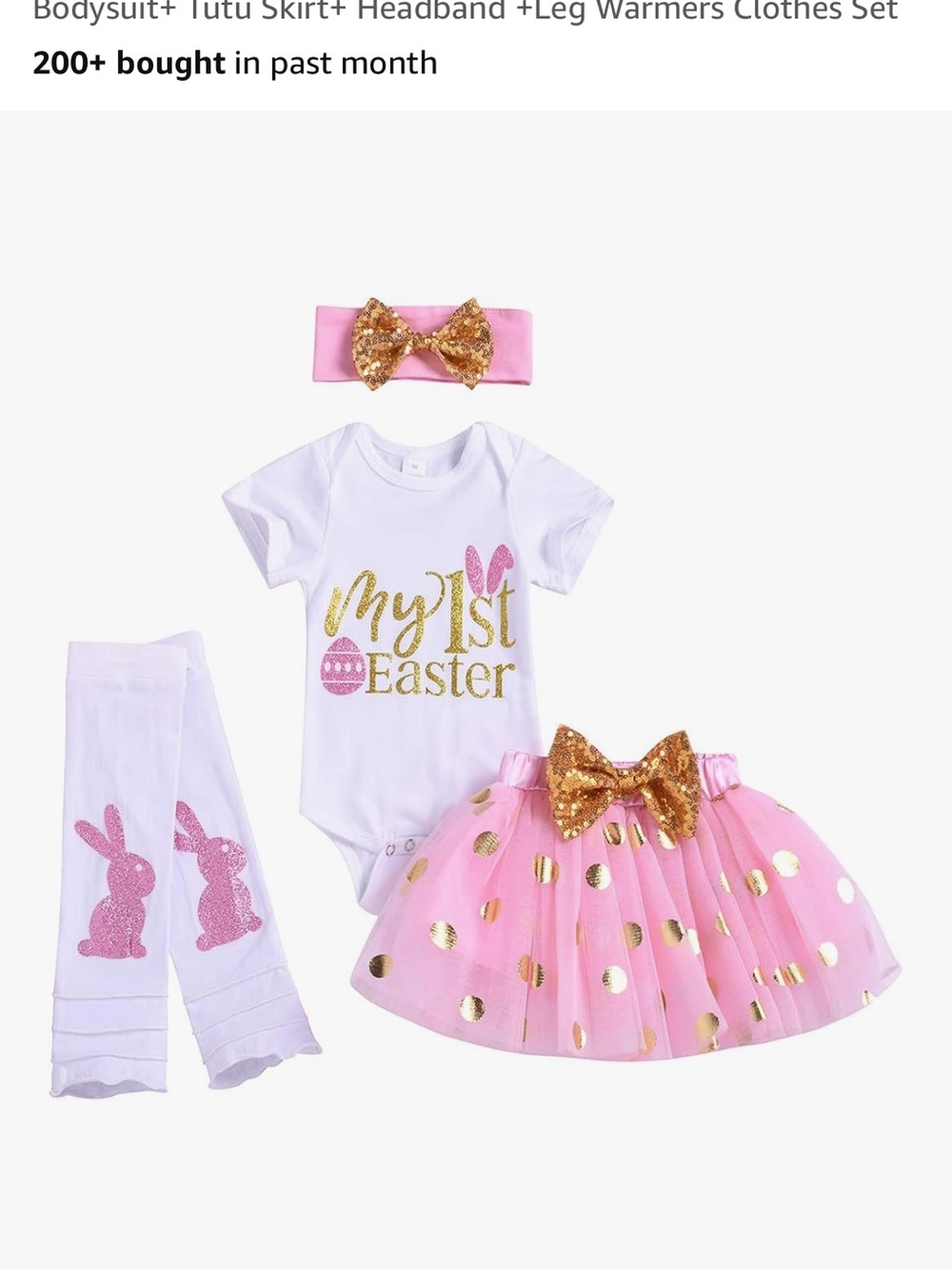 Baby Girl "My 1st Easter" Pink Tutu Set with Gold Bow